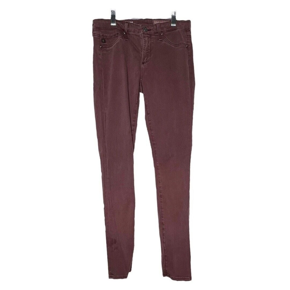 AG Adriano Goldschmied Jeans The Abbey Ankle Mid-Rise Super Skinny Burgundy 25R‎